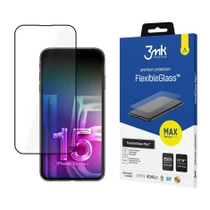 Захисне скло 3mk FlexibleGlass Max для iPhone 15 Black (5903108537179)