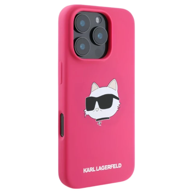 Чохол Karl Lagerfeld Silicone Choupette Head для iPhone 16 Pro Fuschia with MagSafe (KLHMP16LSCHPPLF)
