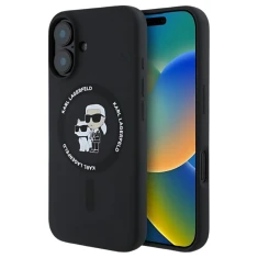 Чохол Karl Lagerfeld Silicone Karl & Choupette Ring для iPhone 16 Black with MagSafe (KLHMP16SSCMKCRHK)