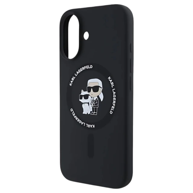 Чохол Karl Lagerfeld Silicone Karl & Choupette Ring для iPhone 16 Black with MagSafe (KLHMP16SSCMKCRHK)