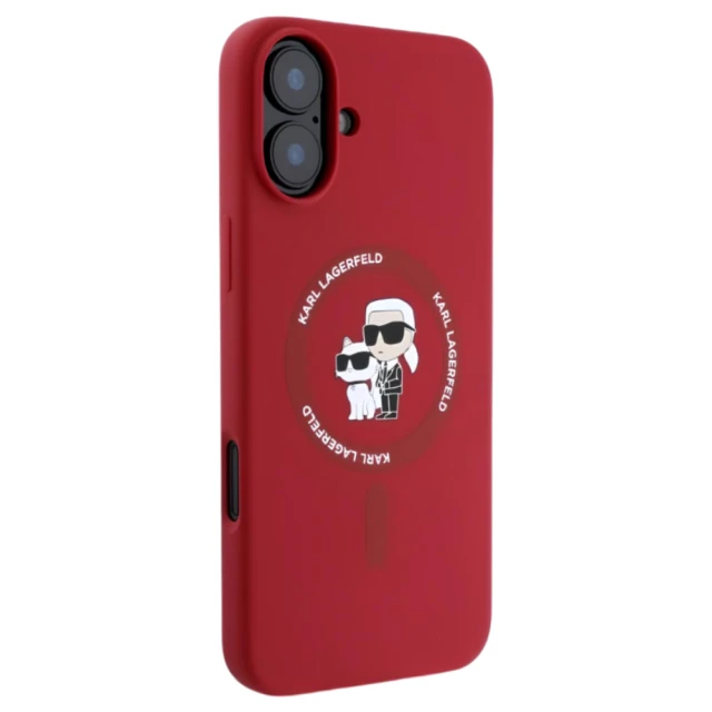 Чохол Karl Lagerfeld Silicone Karl & Choupette Ring для iPhone 16 Plus Red with MagSafe (KLHMP16MSCMKCRHR)