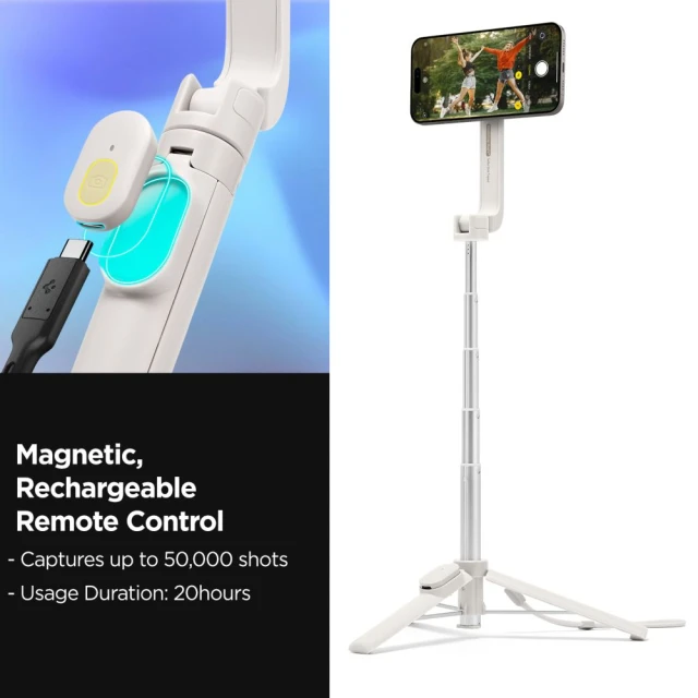 Універсальний штатив Spigen S571W Bluetooth Selfie Stick Tripod Dune Beige with MagSafe (AMP07657)