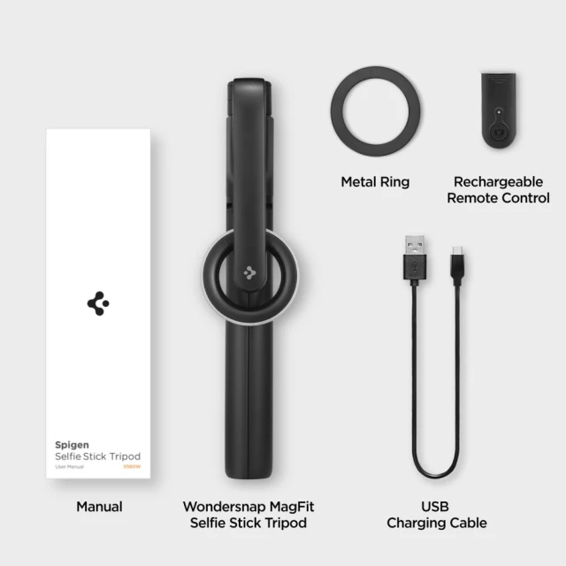 Универсальный штатив Spigen S580W Bluetooth Selfie Stick Long Tripod Black with MagSafe (AMP07659)