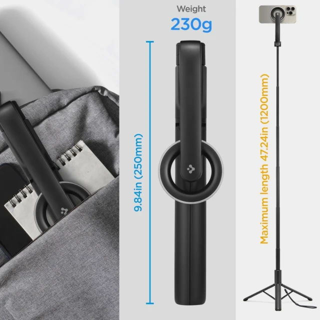 Универсальный штатив Spigen S580W Bluetooth Selfie Stick Long Tripod Black with MagSafe (AMP07659)