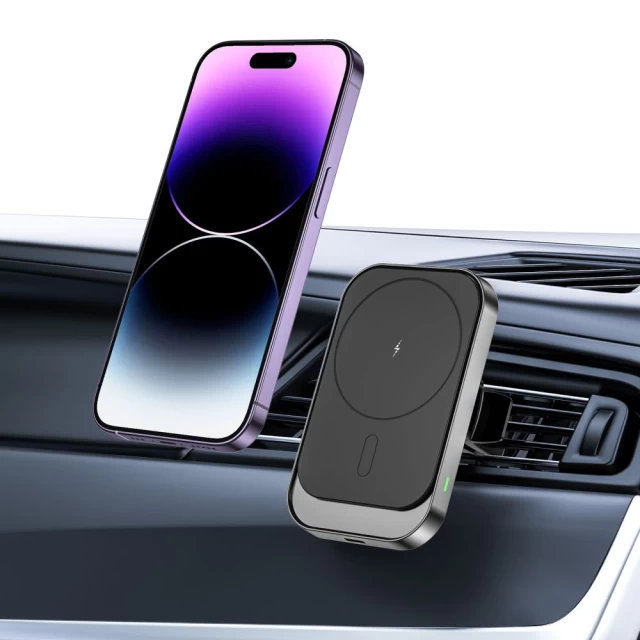Автотримач з функцією бездротової зарядки Tech-Protect CW19 Magnetic Vent Car Mount Black with MagSafe