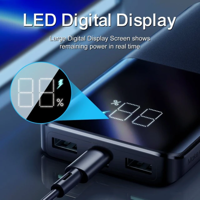 Портативний зарядний пристрій Joyroom LED Display Quick Charge 22.5W 10000 mAh Black Power Bank (JR-QP191)
