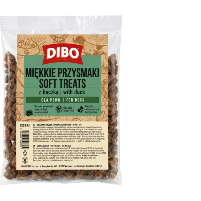 Ласощі для собак Hilton DIBO з качкою м'які 85% м'яса 200 г (4000819008309)
