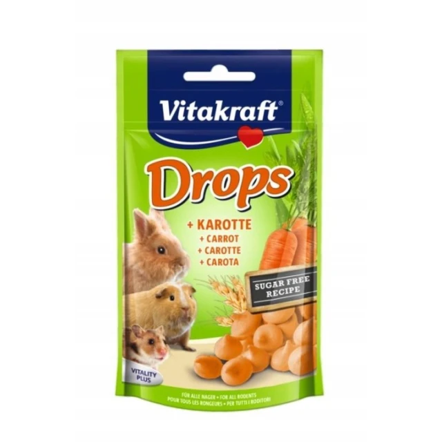 Ласощі для кроликів Vitakraft Drops з морквою 75 г (4008239257888)