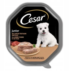 Вологий корм для собак Cesar Junior паштет з телятиною і індичкою 150 г (4008429121609)