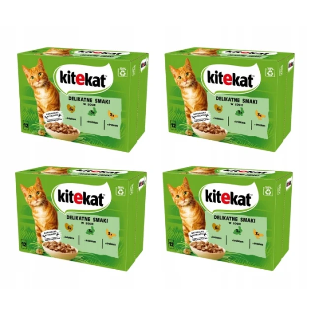 Вологий корм для котів Kitekat птах | індичка | кролик 12 шт x 85 г (4008429157356)