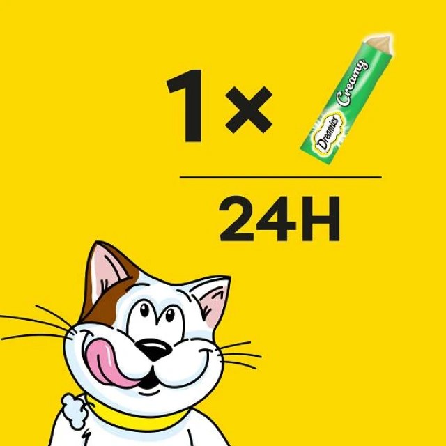 Ласощі для котів Dreamies Creamy з котячою м'ятою 4 шт x 10 г (4008429170614)