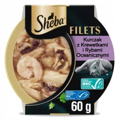 Вологий корм для котів Sheba з креветкою та куркою в соусі 60 г (4008429192623)