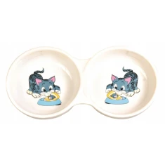 Миска для котів Trixie керамічна подвійна 2 x 150 мл (4011905040141)