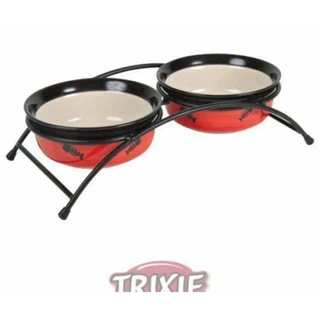 Підставка з керамічними мисками для котів Trixie 250 мл | 12,5 см (4047974247907)