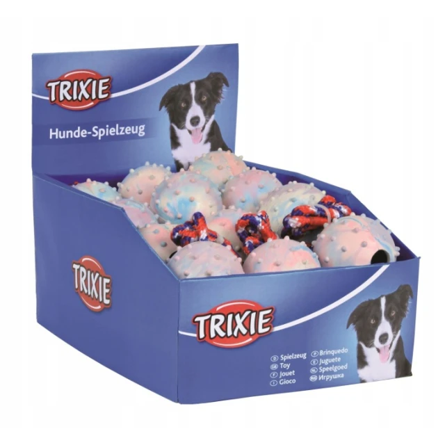 Іграшка для собак Trixie М'яч гумовий зі шнуром 6 см 24 шт (4047974345412)
