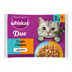 Вологий корм для котів Whiskas Duo Zestawy z Ladu i Oceanu мікс смаків в желе 4 шт x 85 г (4770608267919)