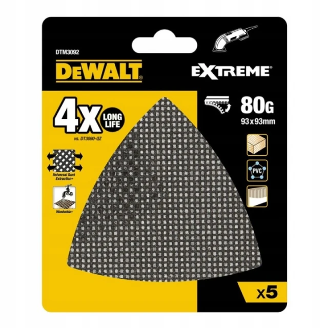 Сітка шліфувальна з липучкою DeWALT 93x93x93 мм P80 5 шт (5035048024140)