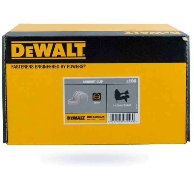 Кліпса для труб DeWALT PCV 25 мм 100 шт (5054905030469)