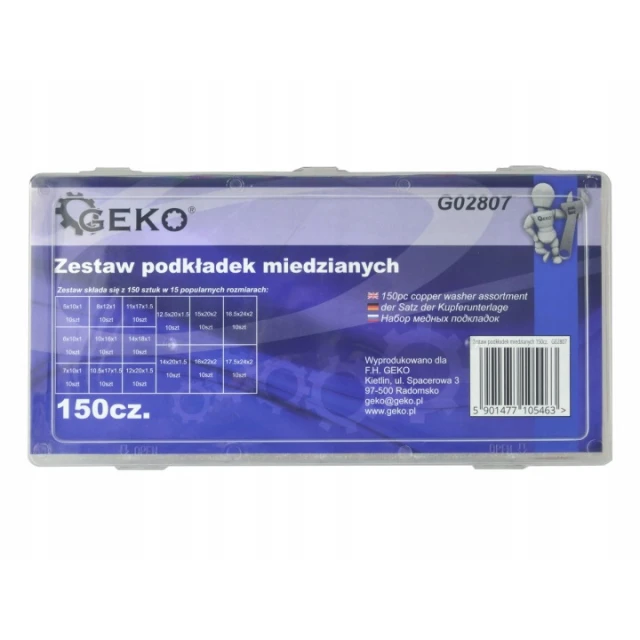 Набір мідних прокладок Geko 150 шт (5901477105463)