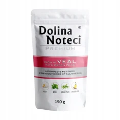 Вологий корм для собак Dolina Noteci Premium з телятиною та зеленим горошком 150 г (5902921309901)