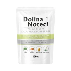 Вологий корм для собак дрібних порід Dolina Noteci Premium Adult з качкою, шпинатом та морквою 100 г (5902921316848)