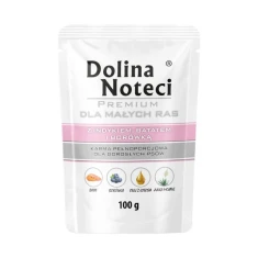 Вологий корм для собак дрібних порід Dolina Noteci Premium Adult з індичкою, бататом та чорницею 100 г (5902921316862)