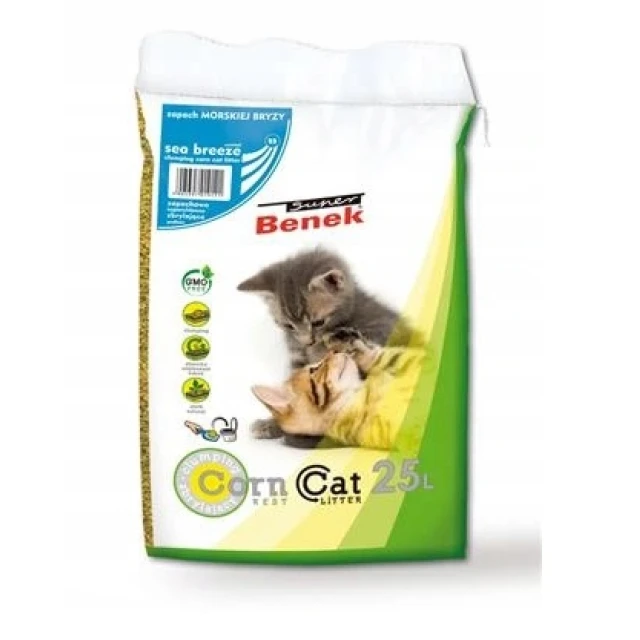 Наполнитель для туалета CERTECH Benek Corn Cat с ароматом морского бриза 25 л (5905397019121)