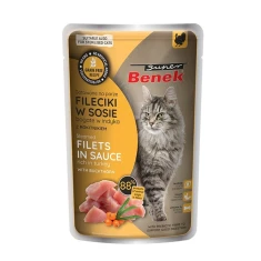 Влажный корм для кошек CERTECH Benek филе с индейкой и облепихой в соусе беззерновой 85 г (5905397022787)
