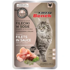 Влажный корм для кошек CERTECH Benek филе с курицей помидорами и зеленью в соусе беззерновой 85 г (5905397022800)
