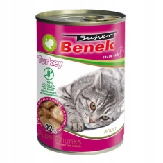 Вологий корм для котів CERTECH Benek Super Chunks з індичкою у соусі беззерновий 415 г (5905397024071)