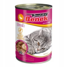 Вологий корм для котів CERTECH Benek Super Chunks з качкою у соусі беззерновий 415 г (5905397024095)