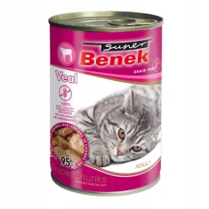 Вологий корм для котів CERTECH Benek Super Chunks з телятиною у соусі беззерновий 415 г (5905397024118)