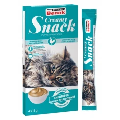Лакомство для кошек CERTECH Benek Creamy Snack с курицей и кошачьей травой 4 шт x 15 г (5905397024378)