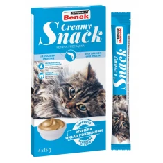 Лакомство для кошек CERTECH Benek Creamy Snack с лососем и инулином 4 шт x 15 г (5905397024385)