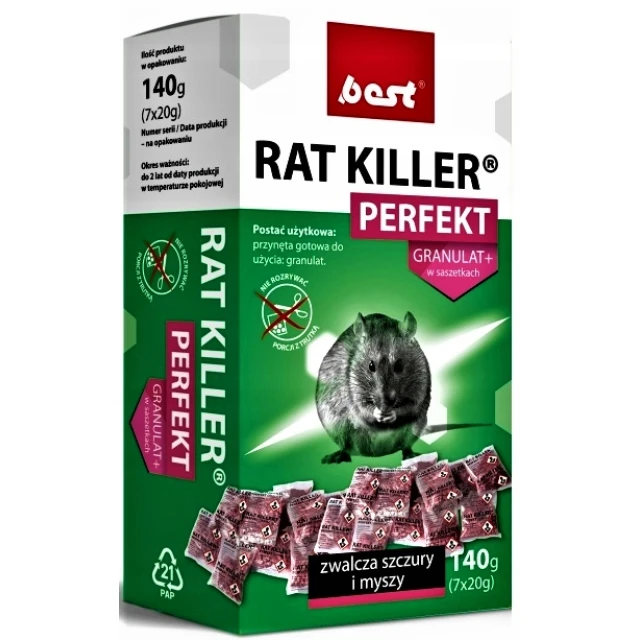 Гранули від мишей та щурів Pchełka Rat Killer Perfekt 140 г 7 шт x 20 г (5907486603020)