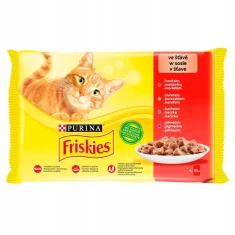 Вологий корм для котів Friskies мікс з яловичиною, куркою, качкою, ягням в соусі 4 шт x 85 г (7613036987998)