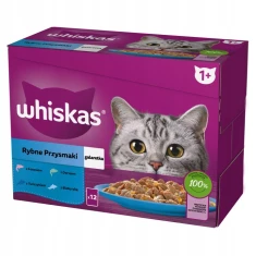 Вологий корм для котів Whiskas мікс з білою рибою з тріскою з лососем з тунцем в желе 12 шт x 85 г (8410136025839)