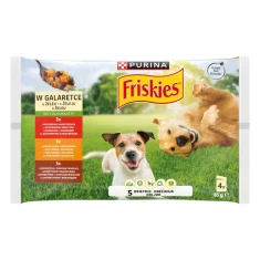 Вологий корм для собак Friskies з яловичиною та морквою | куркою та горошком | ягням та зеленою квасолею | індичкою 4 шт x 85 г (8445290751737)