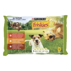 Вологий корм для собак Friskies з яловичиною та картоплею | куркою та морквою | ягням та морквою 4 шт x 85 г (8445290752383)
