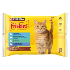 Вологий корм для котів Friskies мікс з рибою та лососем, океанічними рибами, тріскою, сардиною в соусі 4 шт x 85 г (8445291936171)