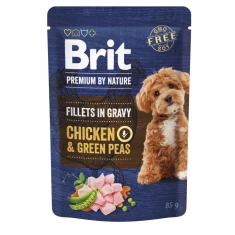 Вологий корм для собак Brit Gravy Fillets з куркою та зеленим горошком 85 г (8595602572434)