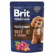 Вологий корм для собак Brit Gravy Fillets з яловичиною та морквою 85 г (8595602572441)