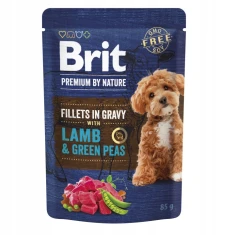 Вологий корм для собак Brit Gravy Fillets з ягням та зеленим горошком 85 г (8595602572465)
