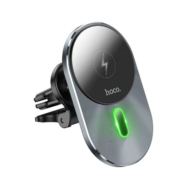 Автотримач з функцією бездротової зарядки Hoco Magnetic Vent Car Mount Black with MagSafe (6931474753465)