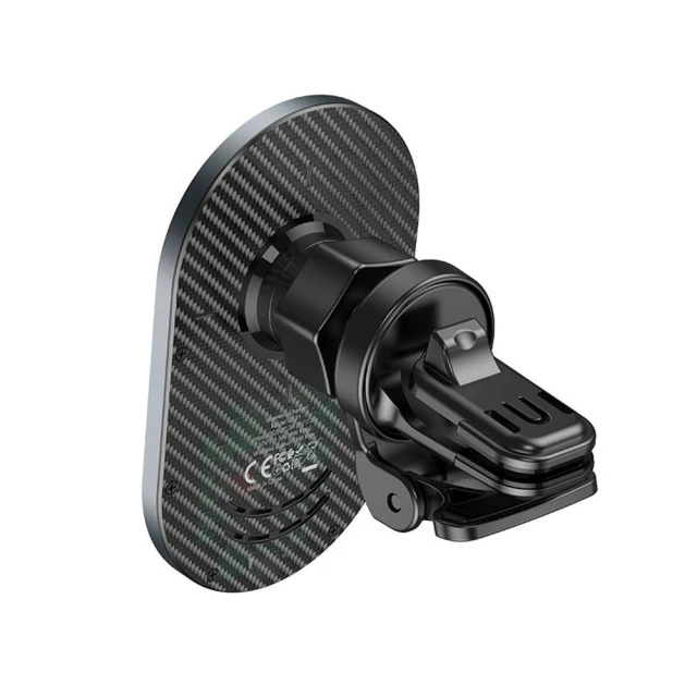 Автотримач з функцією бездротової зарядки Hoco Magnetic Vent Car Mount Black with MagSafe (6931474753465)