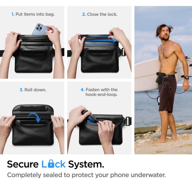 Водонепроникний чохол та сумка Spigen A621 Universal Waterproof Case & Waist Bag Black (AMP04533)