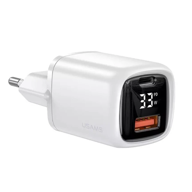 Мережевий зарядний пристрій Usams US-CC152 T46 PD/QC 33W USB-C | USB-A White (CC152TC02)