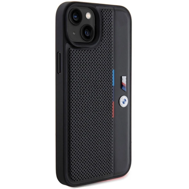 Чохол BMW M Perforated Tricolor Detail Line для iPhone 15 Plus | 14 Plus Black (BMW000783-0)