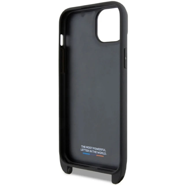 Чохол BMW M Edition Carbon Tricolor Lines & Strap для iPhone 15 Plus | 14 Plus Black (BMW000794-0)
