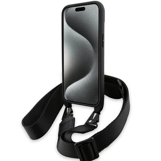 Чохол BMW M Edition Carbon Tricolor Lines & Strap для iPhone 15 | 14 | 13 Black (BMW000793-0)